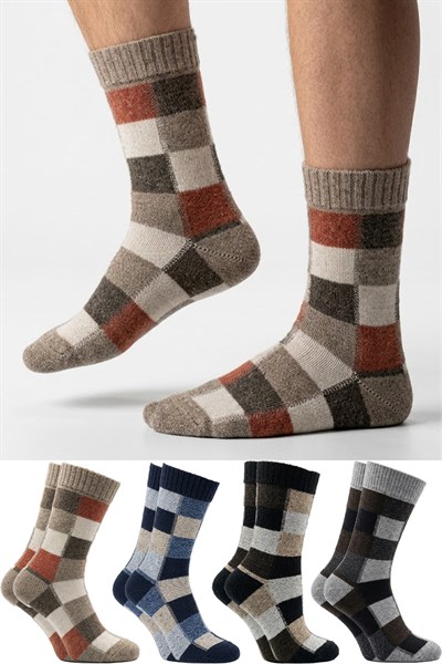 Erkek Lambswool Yün Kışlık Çok Renkli Soket Çorap 4lü Paket