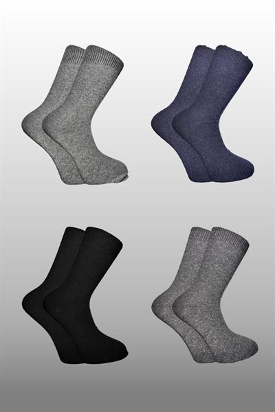 Erkek Lambswool Yün Kışlık Soket Çorap Çok Renkli 4lü Paket