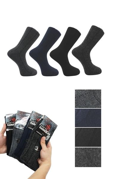 Erkek Lambswool Yün Kışlık Soket Çorap Çok Renkli 4lü Paket