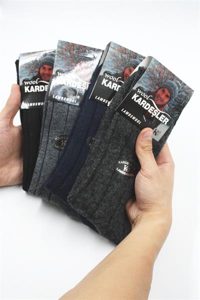 Erkek Lambswool Yün Kışlık Soket Çorap Çok Renkli 4lü Paket