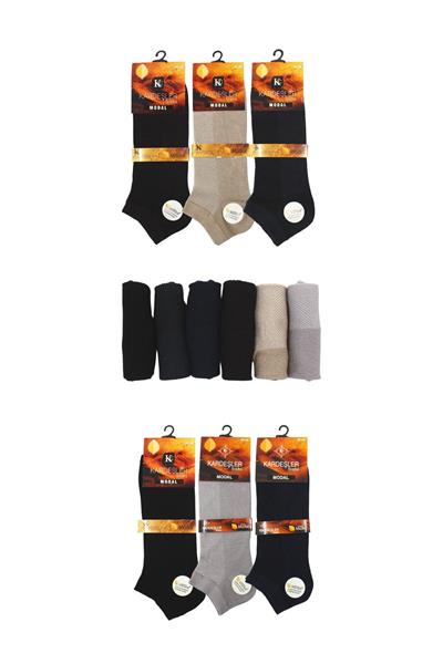 Erkek Modal Patik Çok Renkli Çorap Dikişsiz 6lı Paket