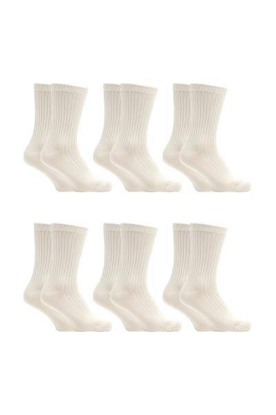 Erkek Organik Yün Kışlık Soket Çorap Krem 6lı Paket