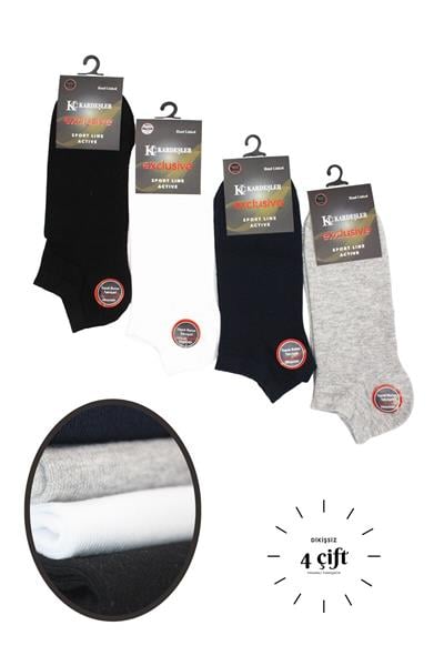 Erkek Pamuklu Dikişsiz Asorti 4 Patik 4lü Paket