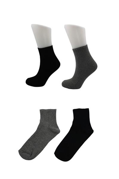 Erkek Pamuklu Diyabetik Çorabı Yarım Konç Tenis Sıkmayan Çorap Çok Renkli 4lü Paket