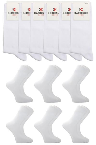 Erkek Pamuklu Soket Uzun Çorap Beyaz 6lı Paket