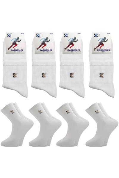 Erkek Pamuklu Yarım Konç Tenis Kolej Düz Çorap Siyah 4lü Paket
