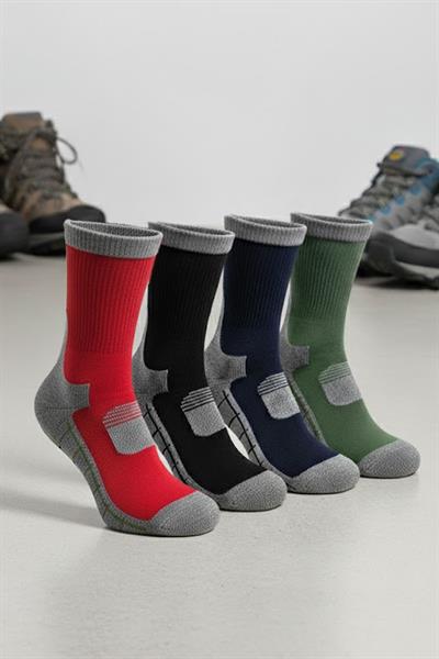 Erkek Trekking Yürüyüş Soket Yarım Havlu Çorap 4lü Paket