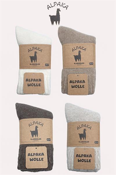 Kadın Alpaka Yün Kışlık Havlu Kalın Soket Çorap 4lü Paket