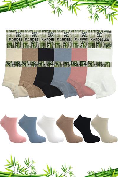 Kadın Bambu Asorti Patik Çorap Çok Renkli Dikişsiz 6lı Paket