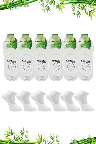 Kadın Bambu Babet Beyaz Çorap Dikişsiz Görünmez Kaydırmaz Topuk Silikonlu 6lı