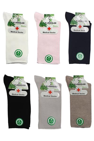 Kadın Bambu Çok Renkli Soket Diyabetik Şeker Çorabı Sıkmayan Çorap 6lı Paket