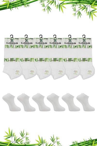 Kadın Bambu Patik Beyaz Çorap Dikişsiz 6lı Paket