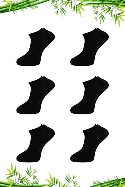 Kadın Bambu Patik Siyah Çorap Dikişsiz 6lı Paket