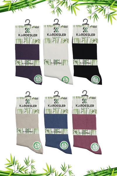 Kadın Bambu Soket Asorti Çok Renkli Çorap Dikişsiz 6lı Paket