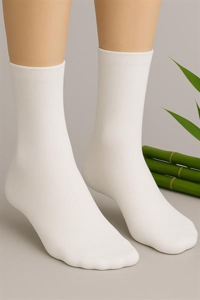 Kadın Bambu Soket Çorap Beyaz Dikişsiz 6lı Paket