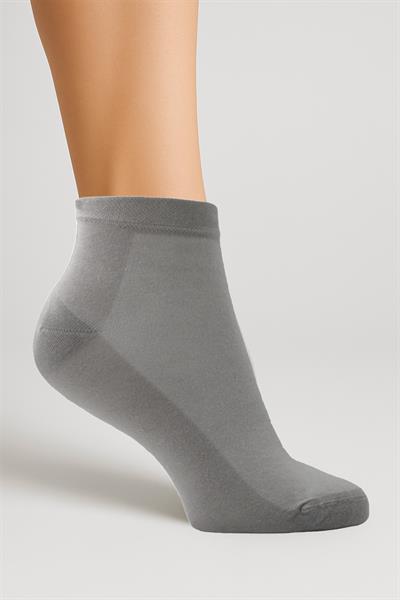 Kadın Bambu Yarım Konç Dikişsiz Düz Çorap Gri 6lı Paket