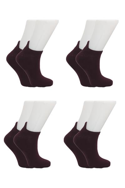 Kadın Bordo Renkli Nakışlı Pamuklu Patik Çorap 4lü Paket