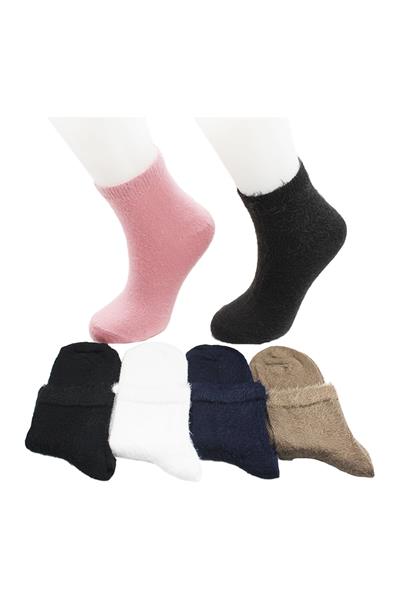 Kadın Çok Renkli Sakallı Yarım Konç Çorap 6lı Paket