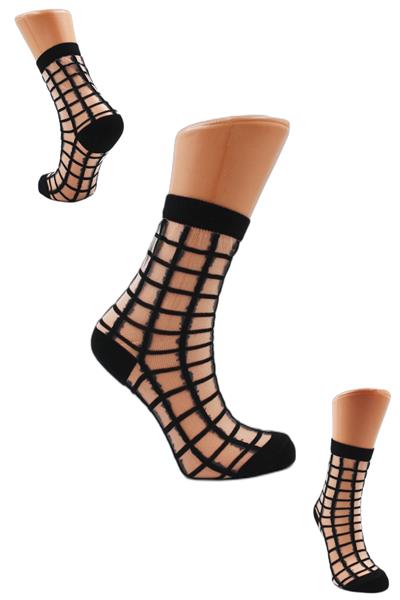 Kadın Desenli Tül Çorap