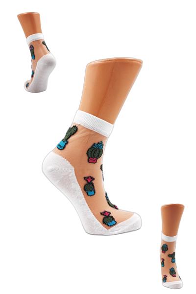 Kadın Desenli Tül Çorap