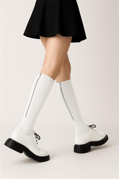 Kadın Fermuarlı Diz Altı Çorap