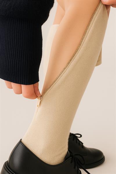 Kadın Fermuarlı Diz Altı Çorap