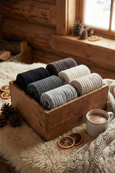 Kadın Kıvrık Lambswool Yün Yarım Konç Çorap 6lı Paket