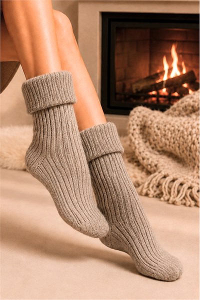Kadın Kıvrık Lambswool Yün Yarım Konç Çorap 6lı Paket - 36 - 40