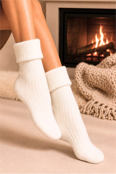 Kadın Kıvrık Lambswool Yün Yarım Konç Çorap 6lı Paket - 36 - 40