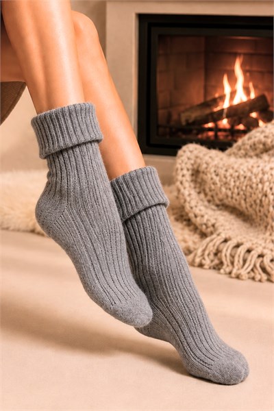 Kadın Kıvrık Lambswool Yün Yarım Konç Çorap 6lı Paket - 36 - 40
