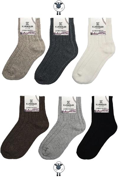 Kadın Lambswool Yün Kışlık Çok Renkli Yarım Konç Çorap 6lı Paket