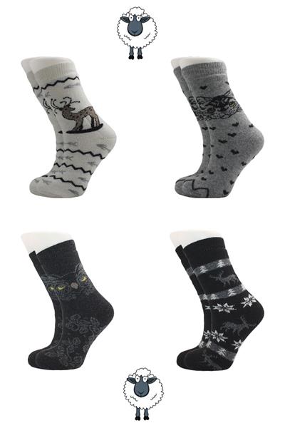 Kadın Lambswool Yün Kışlık Kalın Soket Çorap 4lü Paket