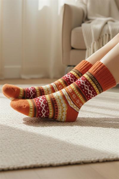 Kadın Lambswool Yün Kışlık Kalın Soket Çorap 6lı Paket