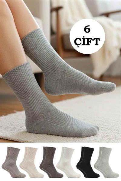 Kadın Lambswool Yün Kışlık Kalın Soket Çorap 6lı Paket