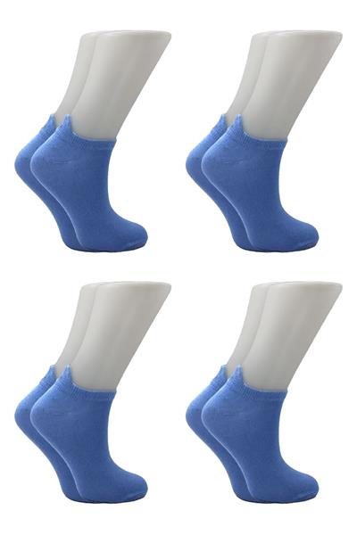 Kadın Mavi Renkli Nakışlı Pamuklu Patik Çorap 4lü Paket