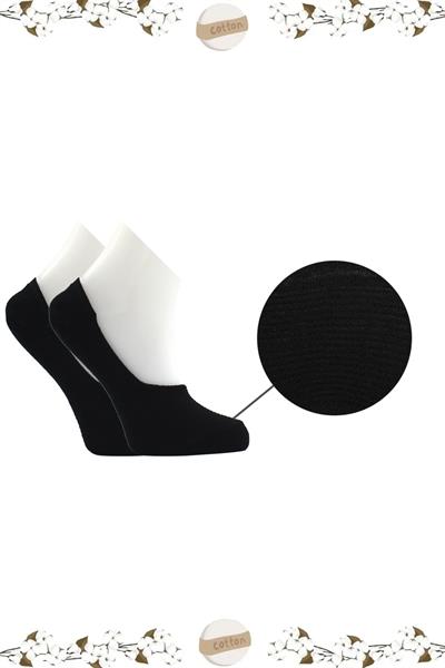 Kadın Pamuklu Dikişsiz Görünmez Kaydırmaz Topuk Silikonlu Babet Çorap Siyah 6lı Paket