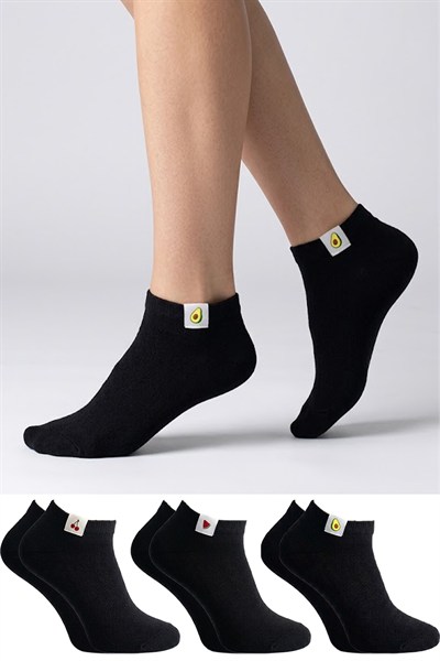 Kadın Pamuklu Patik Çorap Renkli 3lü Paket