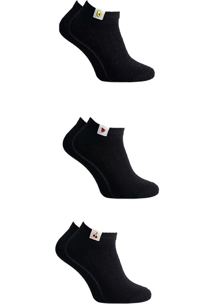 Kadın Pamuklu Patik Çorap Renkli 3lü Paket