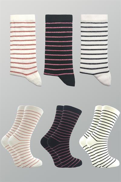 Kadın Pamuklu Soket Çorap Çok Renkli 3lü Paket