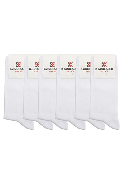 Kadın Pamuklu Soket Uzun Çorap Beyaz 6lı Paket