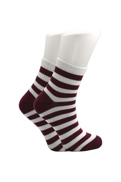 Kadın Pamuklu Yarım Konç Çorap Çember Desenli Çok Renkli 4lü Paket