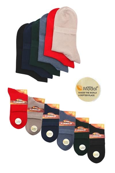 Modal Kadın Yarım Konç Çok Renkli Dikişsiz Düz Çorap 6lı Paket