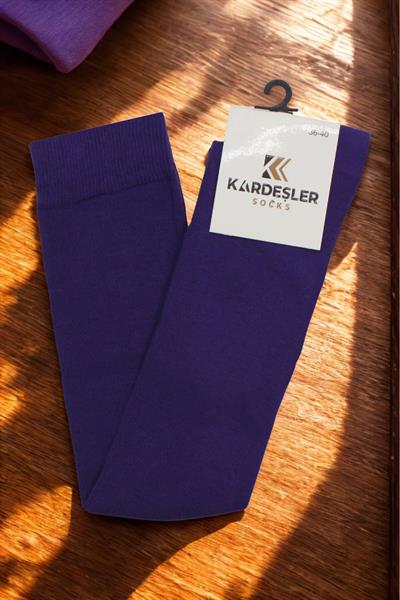 Mor Diz Üstü Pamuklu Çorap