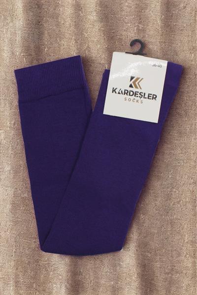Mor Diz Üstü Pamuklu Çorap