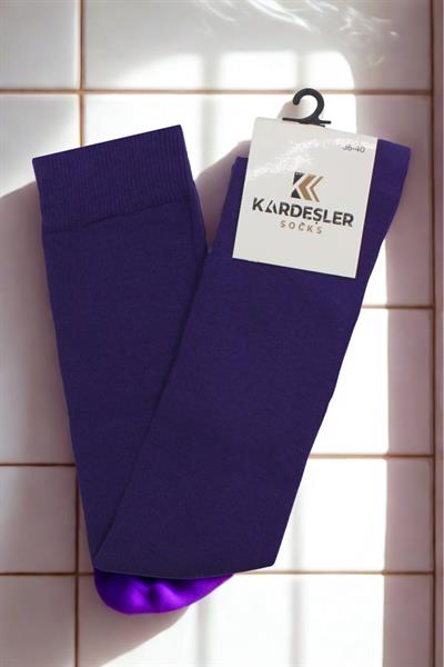 Mor Diz Üstü Pamuklu Çorap