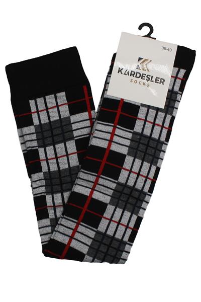 Renkli Çizgili Diz Üstü Pamuklu Çorap