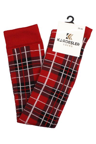 Renkli Çizgili Diz Üstü Pamuklu Çorap