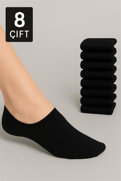 Siyah Görünmez Sneakers Çorap 8li Paket