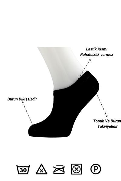 Siyah Görünmez Sneakers Çorap 8li Paket