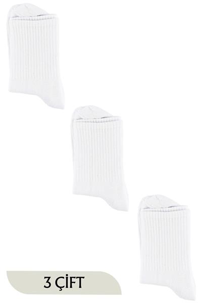 Unisex Beyaz Tenis Soket Çorap Kolej 3lü Paket
